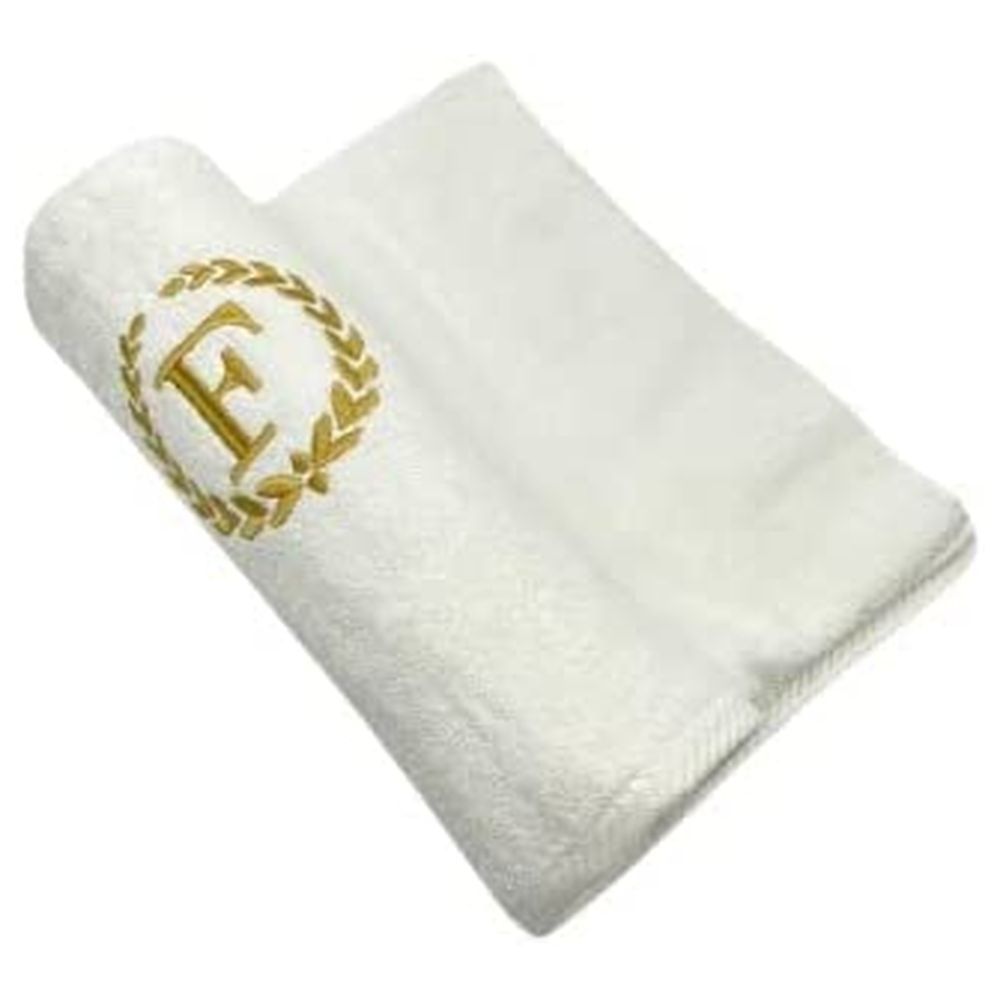 BYFT - Embroidered "F" Monogrammed Hand Towel - White