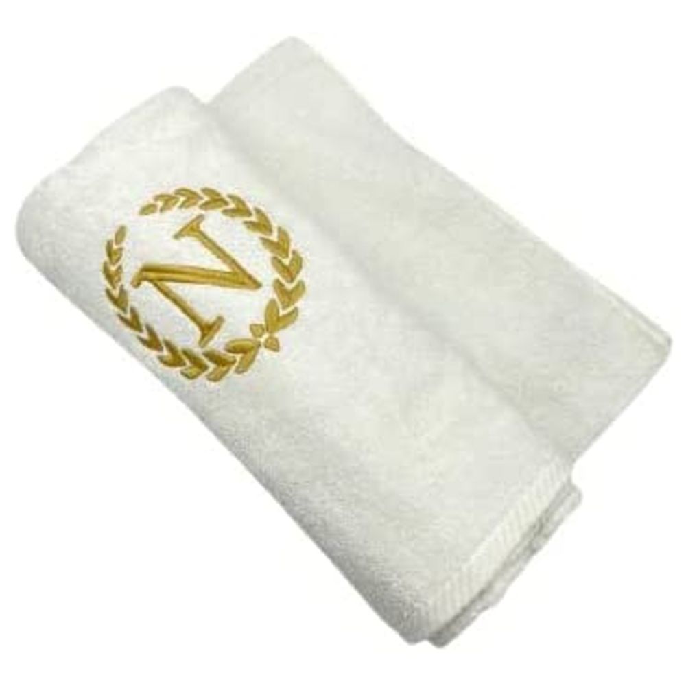 BYFT - Embroidered "N" Monogrammed Hand Towel - White