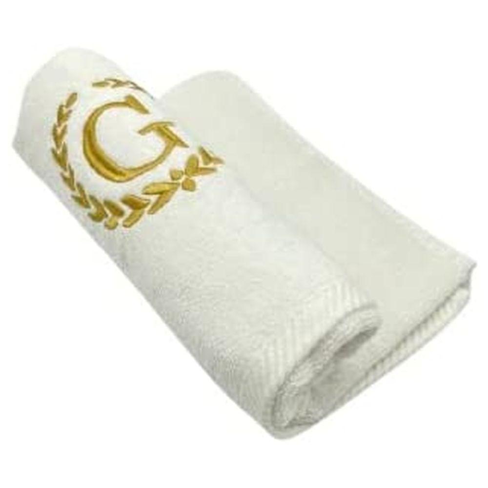 BYFT - Embroidered "G" Monogrammed Hand Towel - White