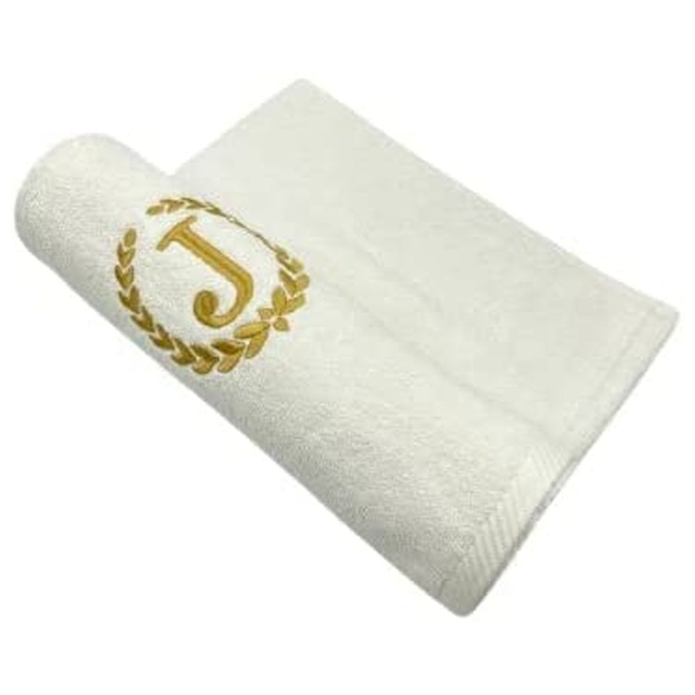 BYFT - Embroidered "J" Monogrammed Hand Towel - White