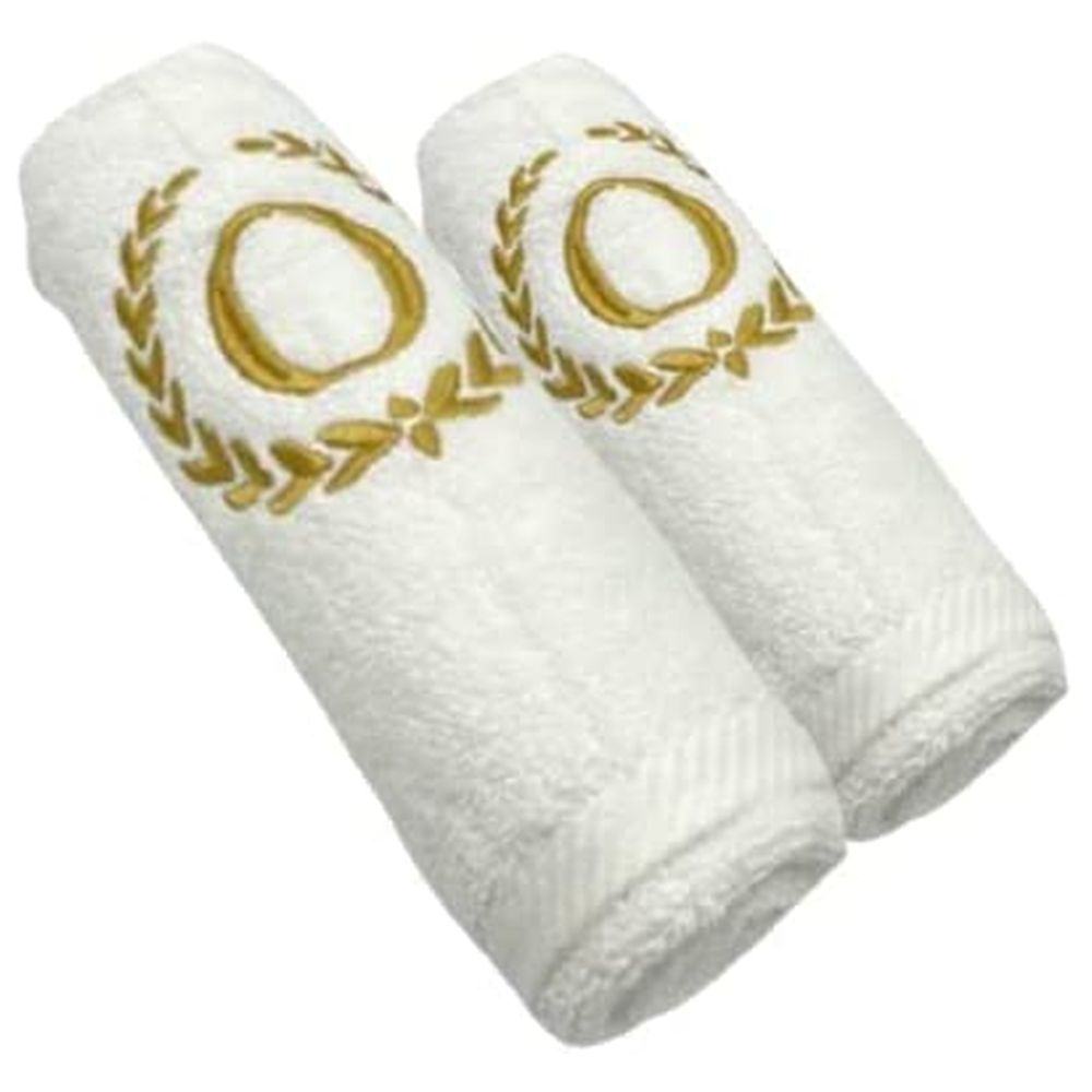 BYFT - Letter O Embroidered For You 2pc Towel Set - White