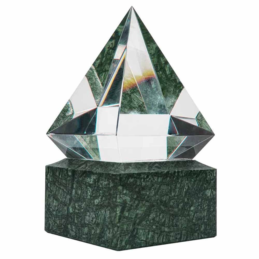 Byft - Diamond Shaped Crystal Award - Transparent & Green