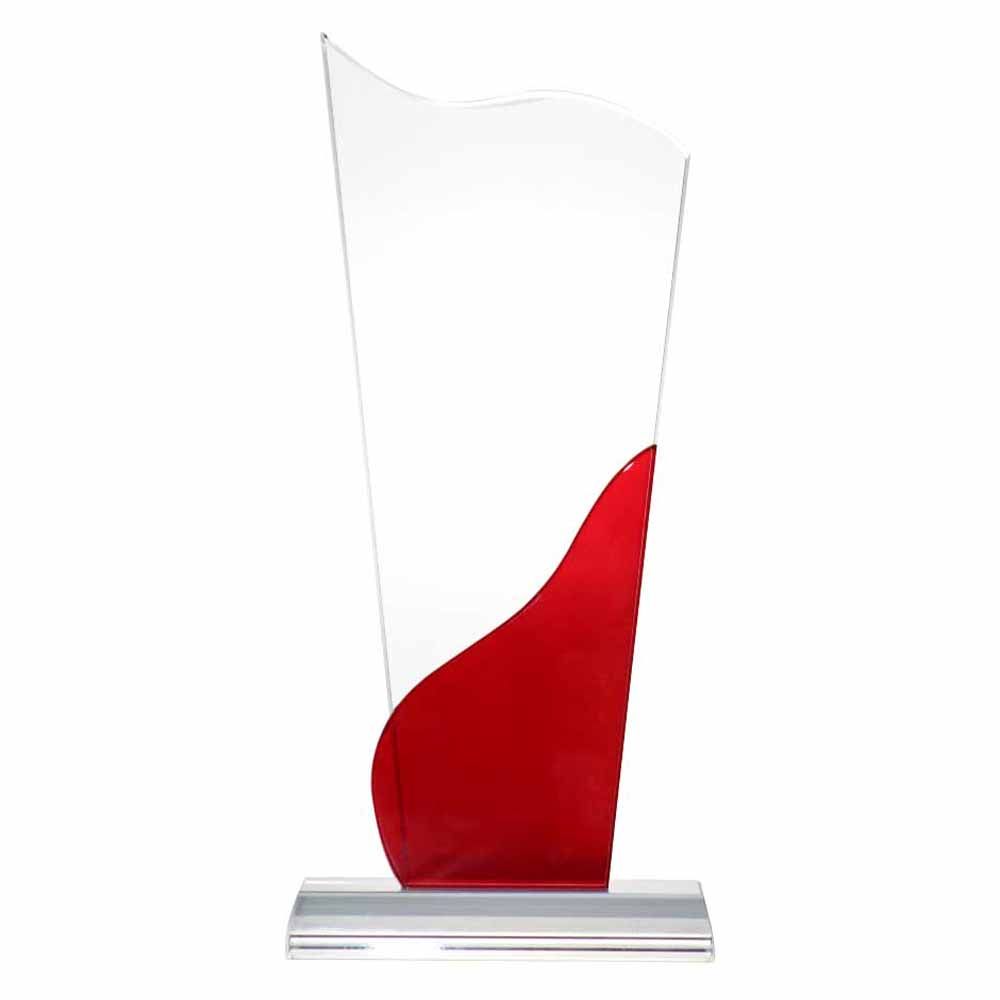 Byft - Tower Shaped Crystal Award - Transparent & Red