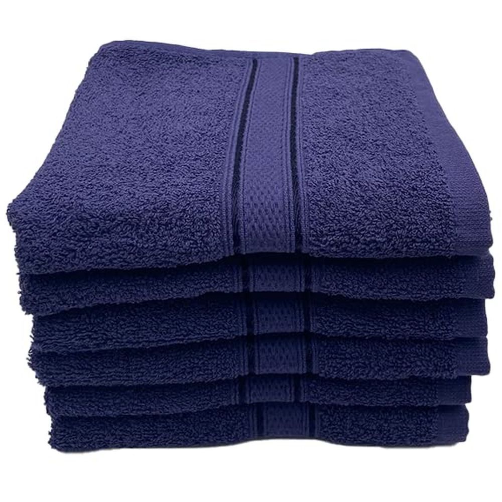 Byft - 100% Cotton Daffodil Hand Towel - 40X60Cm - Set Of 6 - Navy Blue