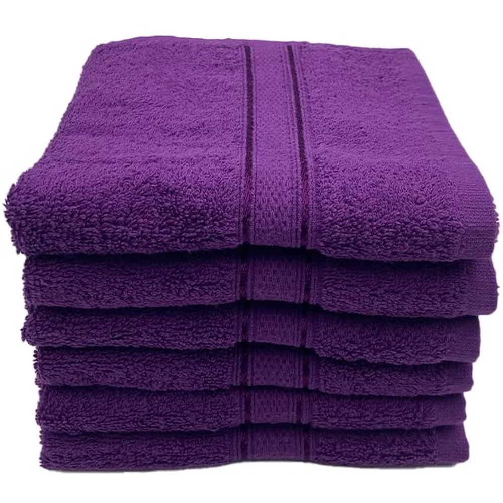 Byft - 100% Cotton Daffodil Hand Towel - 40X60Cm - Set Of 6 - Purple