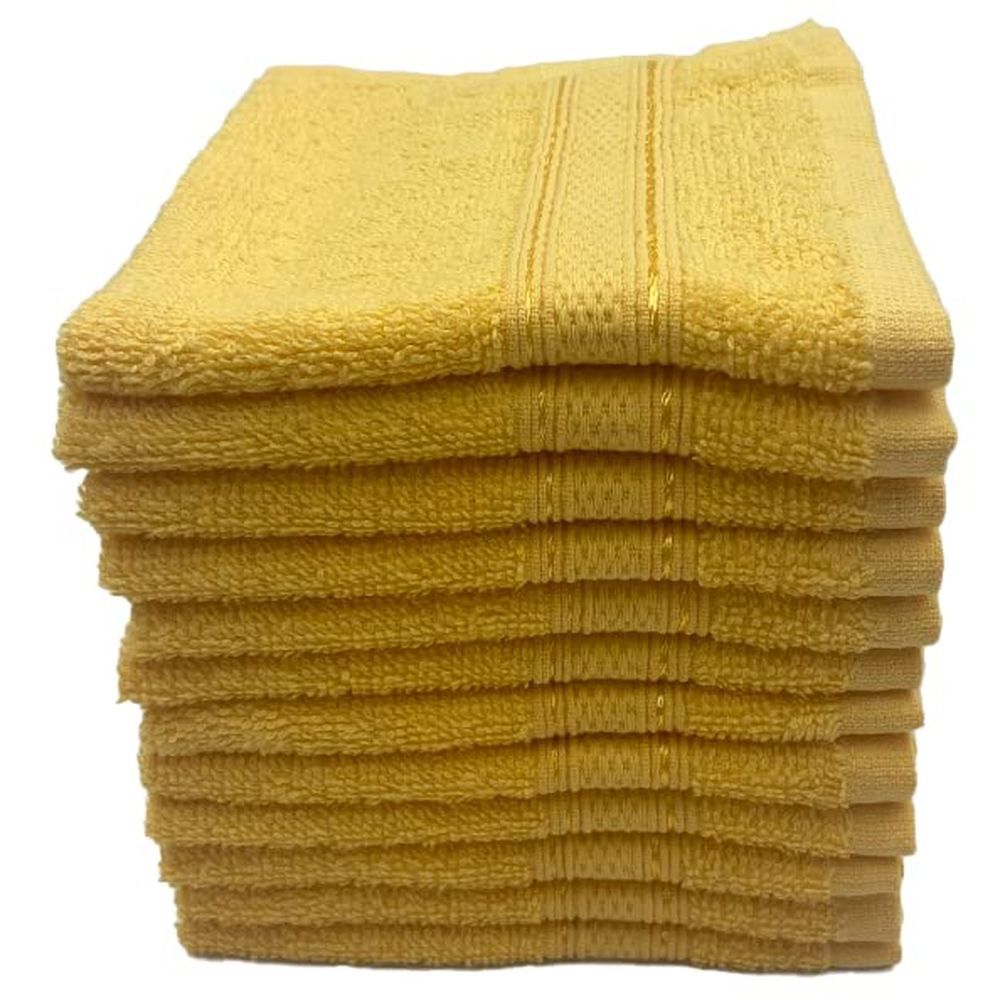 Byft - 100% Cotton Daffodil Washcloth - 30X30Cm - Set Of 12 - Yellow