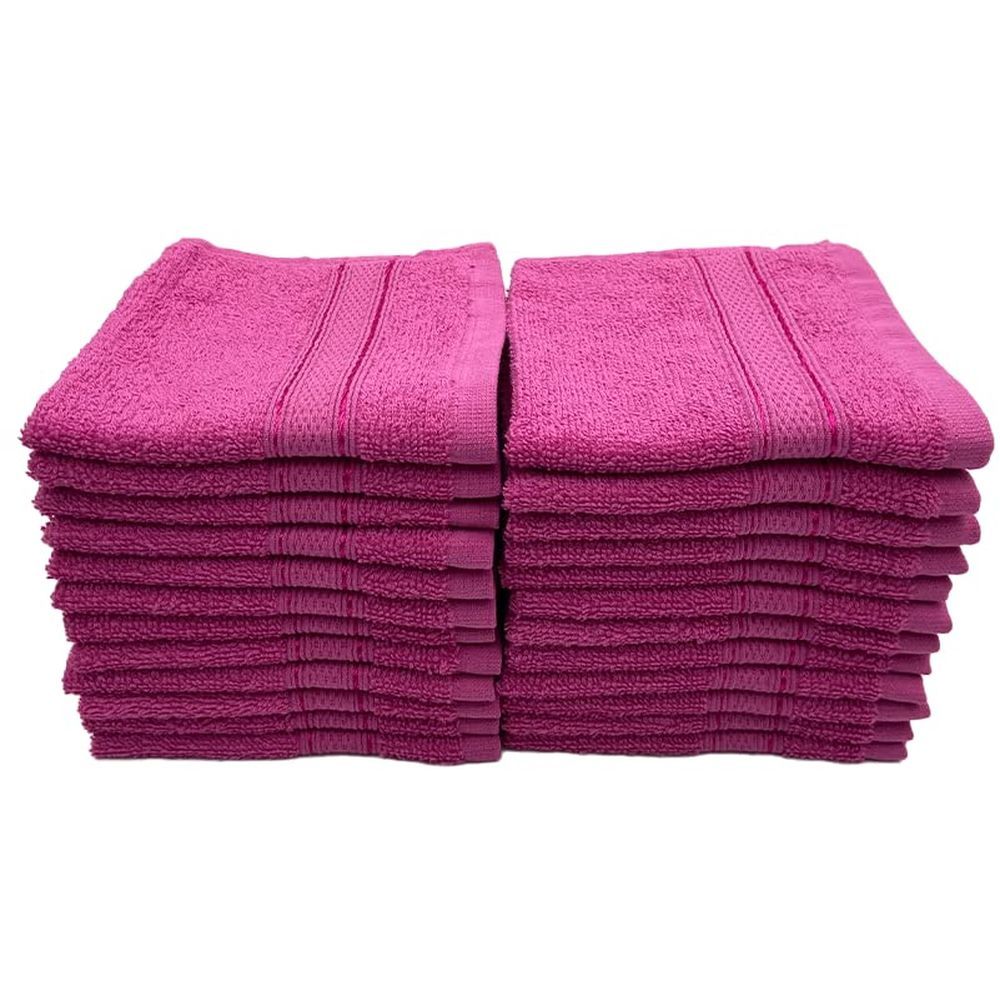 Byft - 100% Cotton Daffodil Washcloth - 30X30Cm - Set Of 24 - Fuchsia Pink