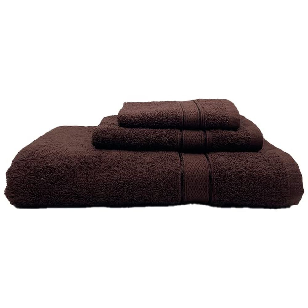 Byft - 100% Cotton Daffodil Face Towel & Hand Towel Bath Towel - Set Of 3 - Brown