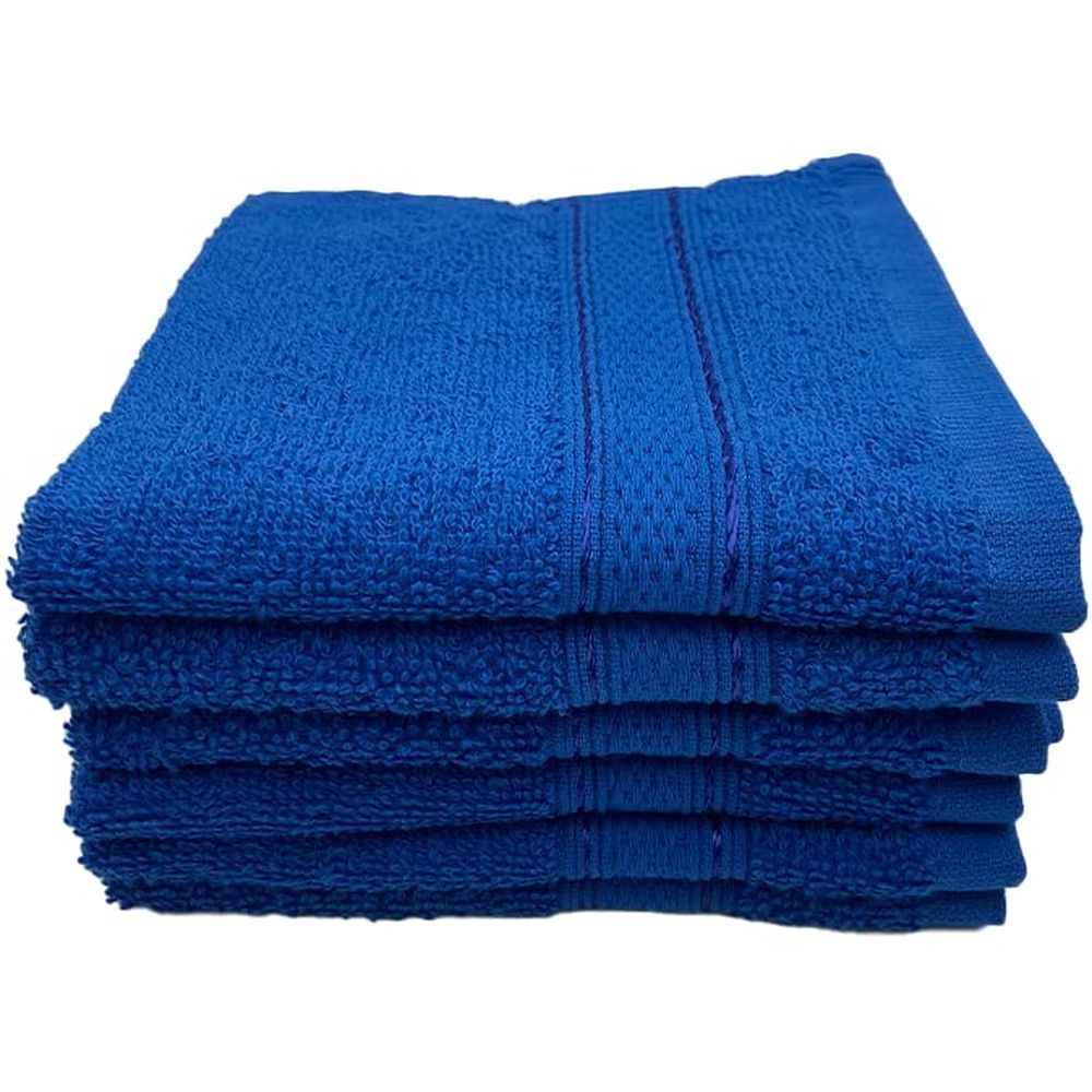 Byft - 100% Cotton Daffodil Washcloth - 30X30Cm - Set Of 6 - Royal Blue