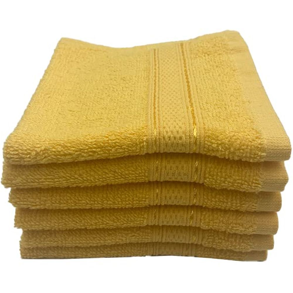 Byft - 100% Cotton Daffodil Washcloth - 30X30Cm - Set Of 6 - Yellow