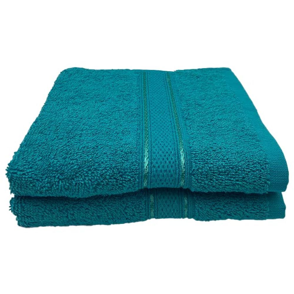 Byft - 100% Cotton Daffodil Hand Towel - 60X110Cm - Set Of 2 - Turquoise Blue