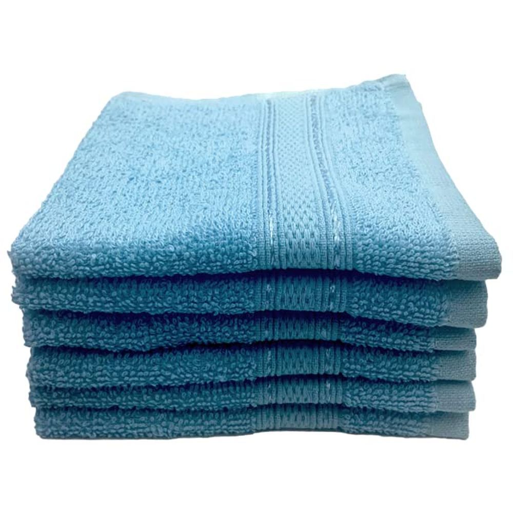 Byft - 100% Cotton Daffodil Hand Towel - 60X110Cm - Set Of 6 - Light Blue