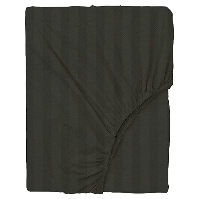 BYFT - Tulip Single Satin Stripe Fitted Sheet 90 x 210 + 30 cm - Charcoal 