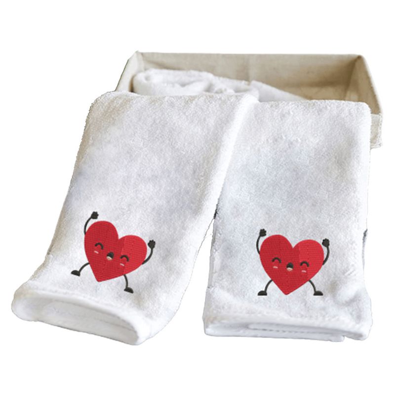 Byft - Iris Embroidered Happy Heart Hand Towel