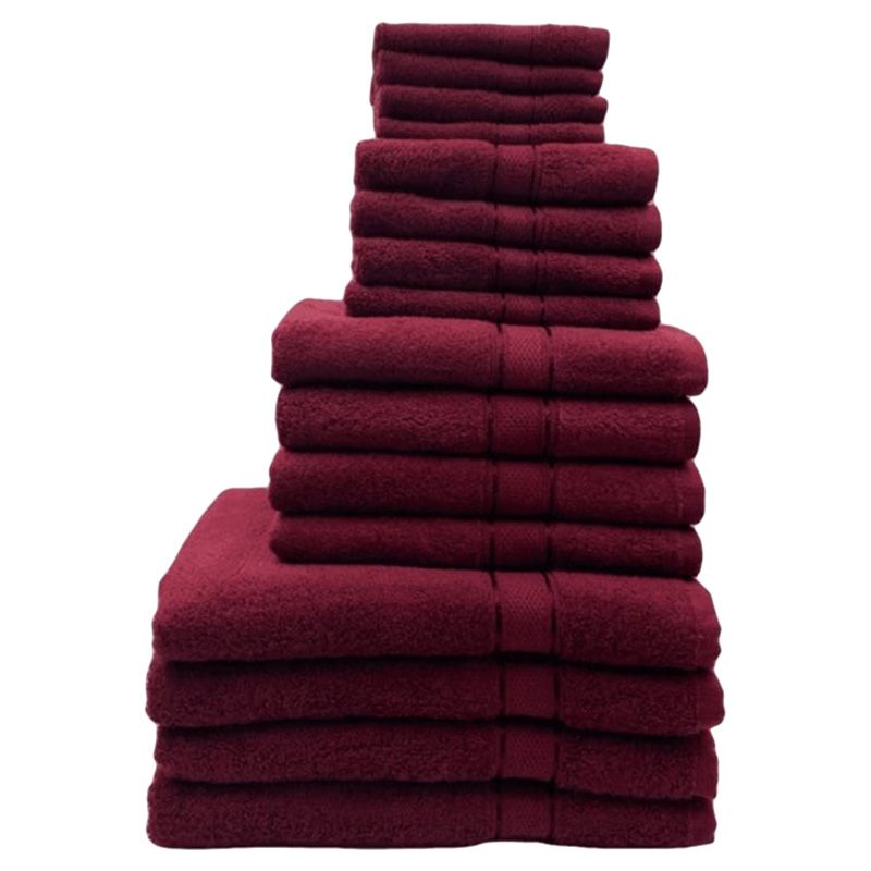 Byft - Daffodil 100% Cotton Bath Linen 16pc-Set - Burgundy