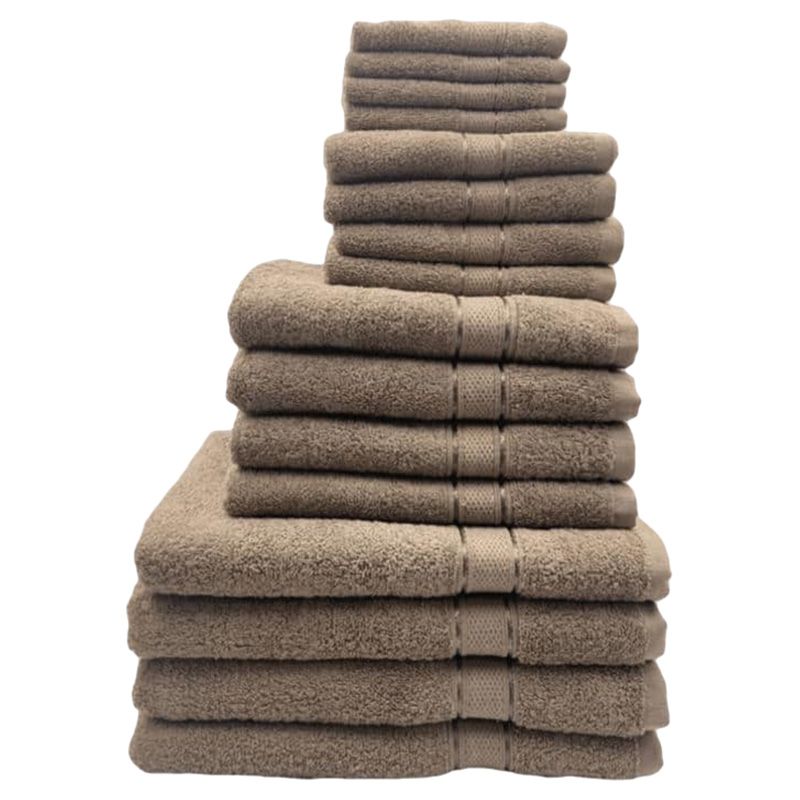 Byft - Daffodil 100% Cotton Bath Linen 16pc-Set - Dark Beige