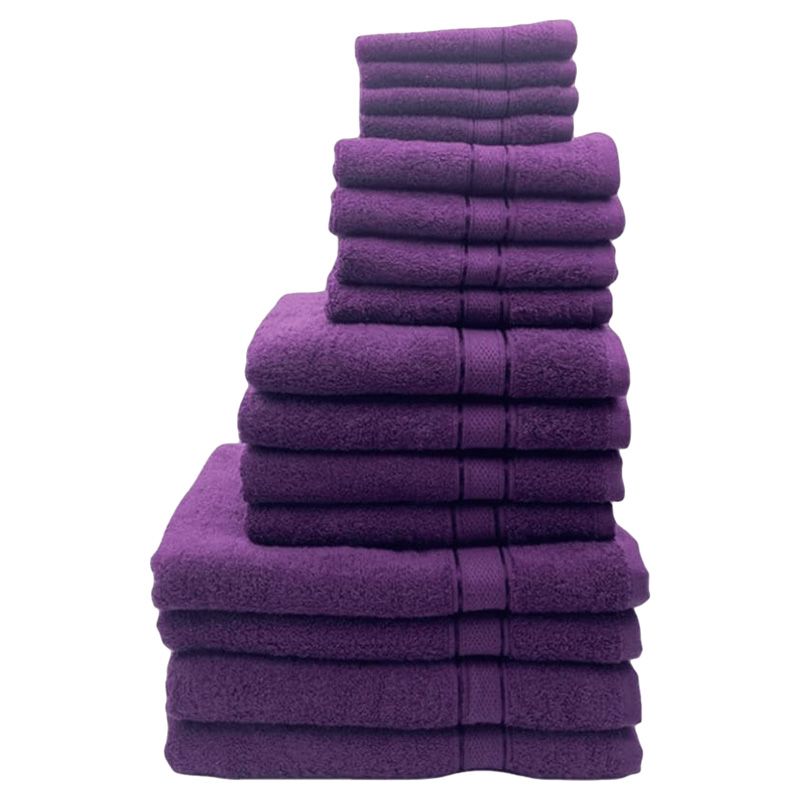 Byft - Daffodil 100% Cotton Bath Linen 16pc-Set - Purple