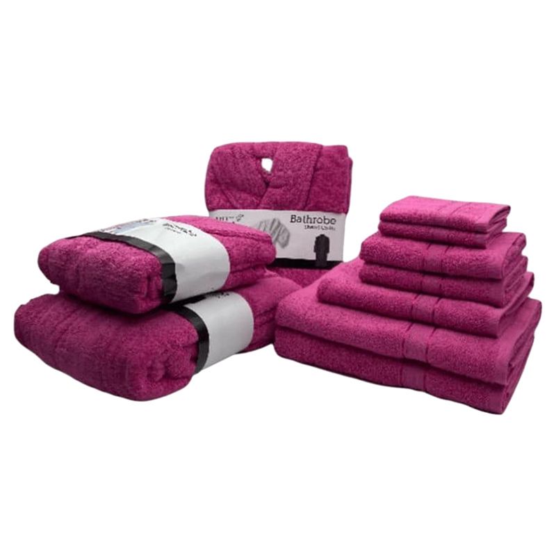 Byft - Daffodil 100% Cotton Bath Linen 10pc-Set 6Y+ - Fuchsia Pink