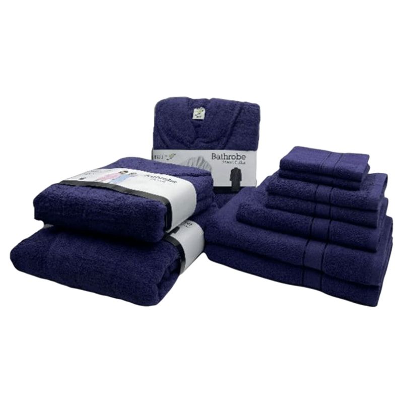 Byft - Daffodil 100% Cotton Bath Linen 10pc-Set 6Y+ - Navy Blue