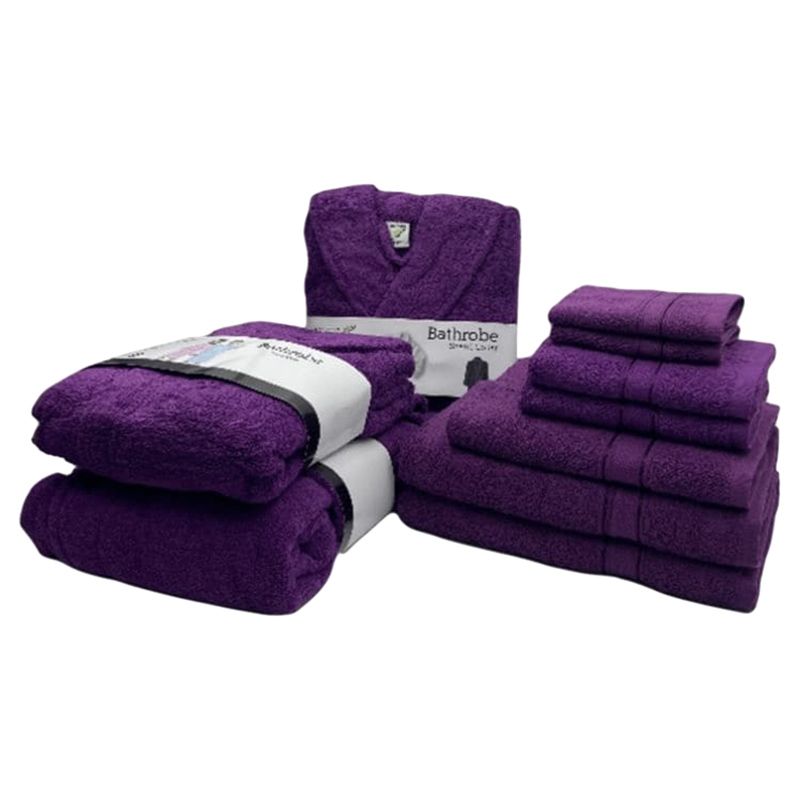 Byft - Daffodil 100% Cotton Bath Linen 10pc-Set 12Y+ - Purple