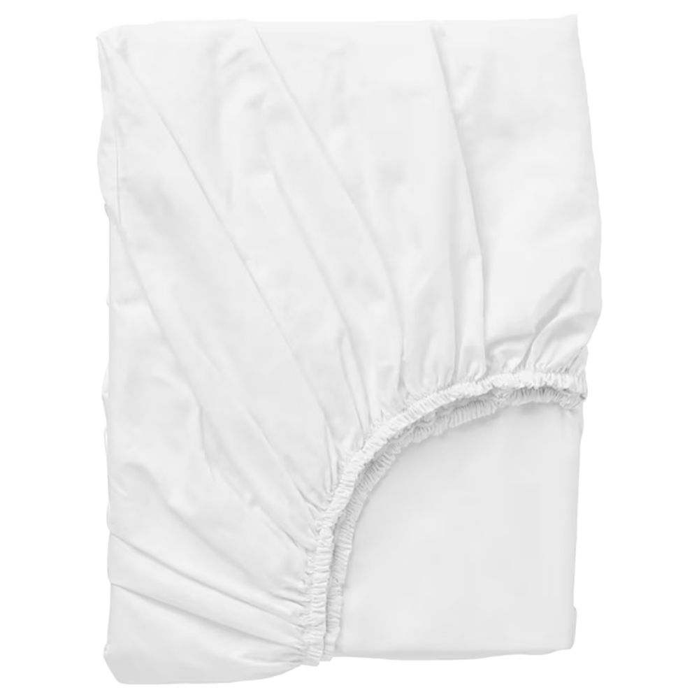 Byft - 100% Cotton Single Fitted Sheet & Pillowcase - White - 2pcs