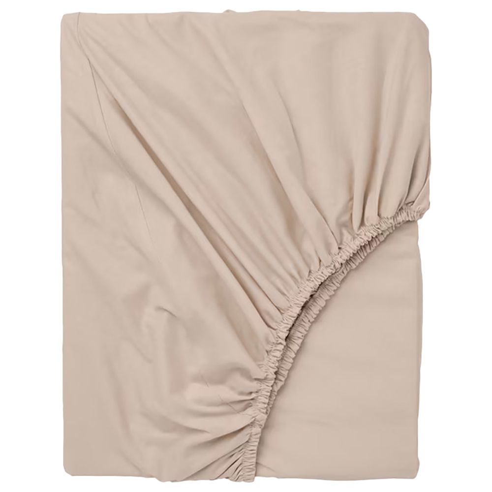 Byft - 100% Cotton Single Fitted Sheet & Pillowcase - Beige - 2pcs