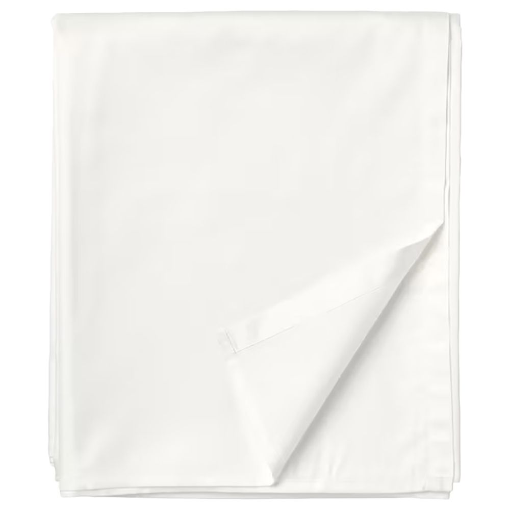 Byft - 100% Cotton Queen Flat Sheet, Duvet Cover & Pillow Case - White - 6pcs