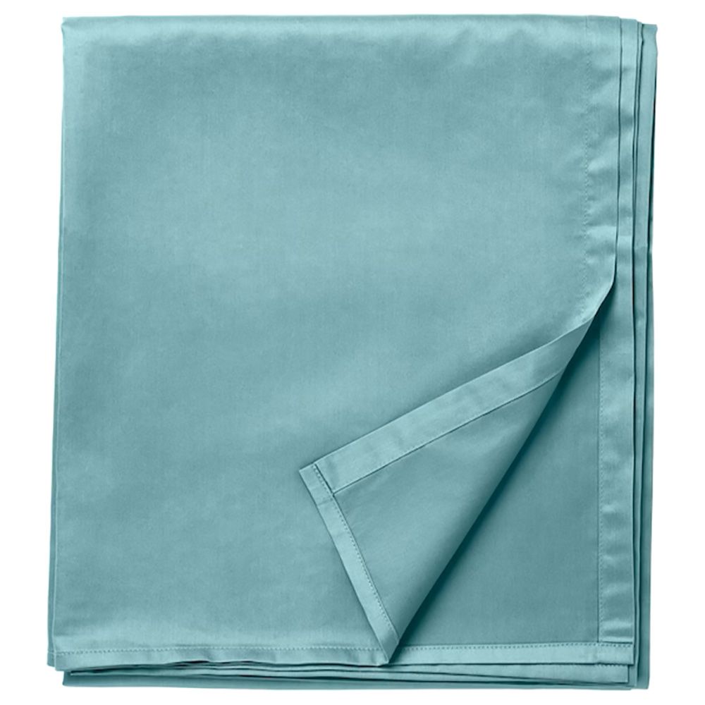 Byft - 100% Cotton Queen Flat Sheet, Duvet Cover & Pillow Case - Sea Green - 6pcs