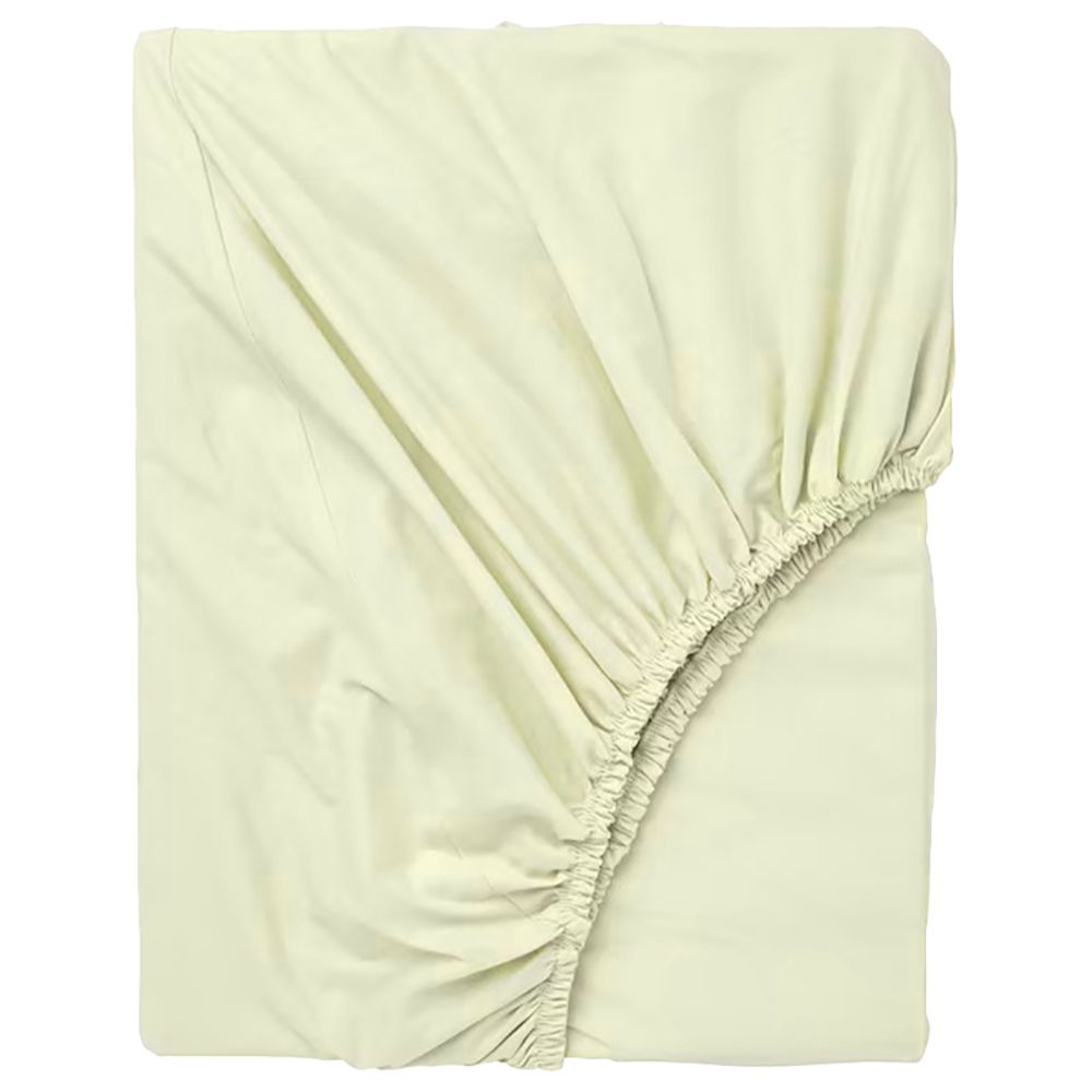 Byft - 100% Cotton Queen Fitted Sheet, Duvet Cover & Pillow Case - Cream - 6pcs