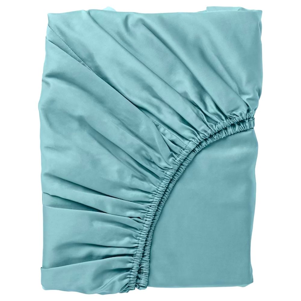 Byft - 100% Cotton King Fitted Sheet, Duvet Cover & Pillow Case - Sea Green - 6pcs