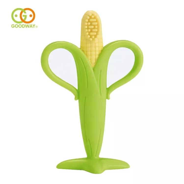 Goodway - Baby Teething Toothbrush Soft Silicone Teether Toy - Corn