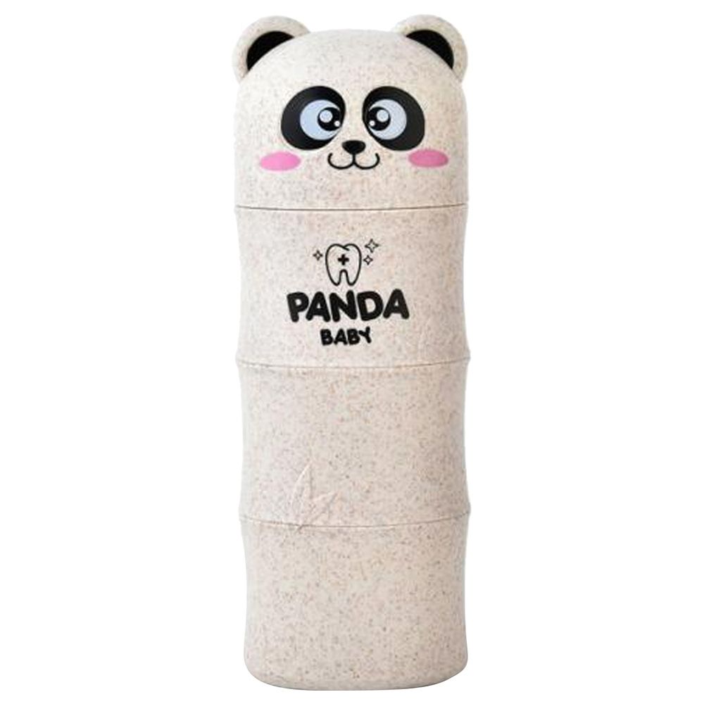 Brain Giggles - Wheat Straw Panda Pattern Toothbrush Case Holder - Beige