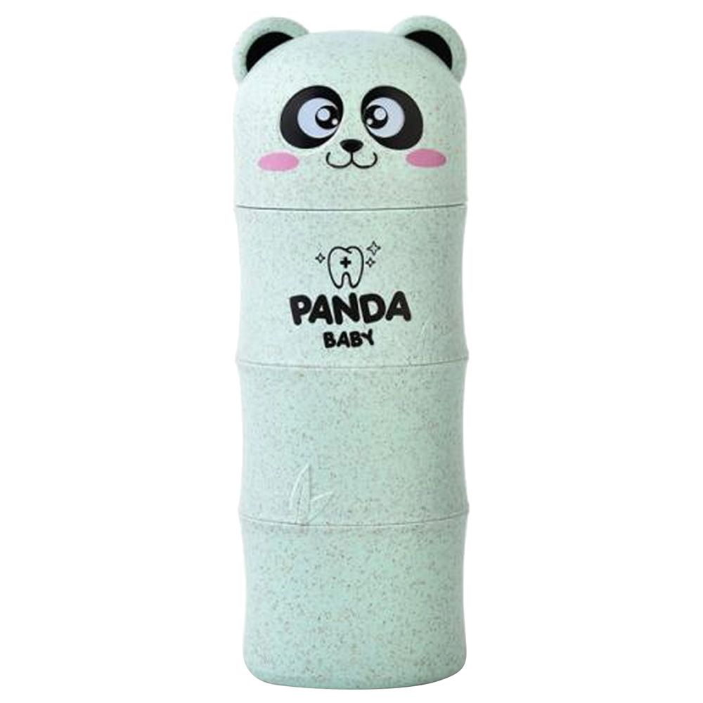 Brain Giggles - Wheat Straw Panda Pattern Toothbrush Case Holder - Green