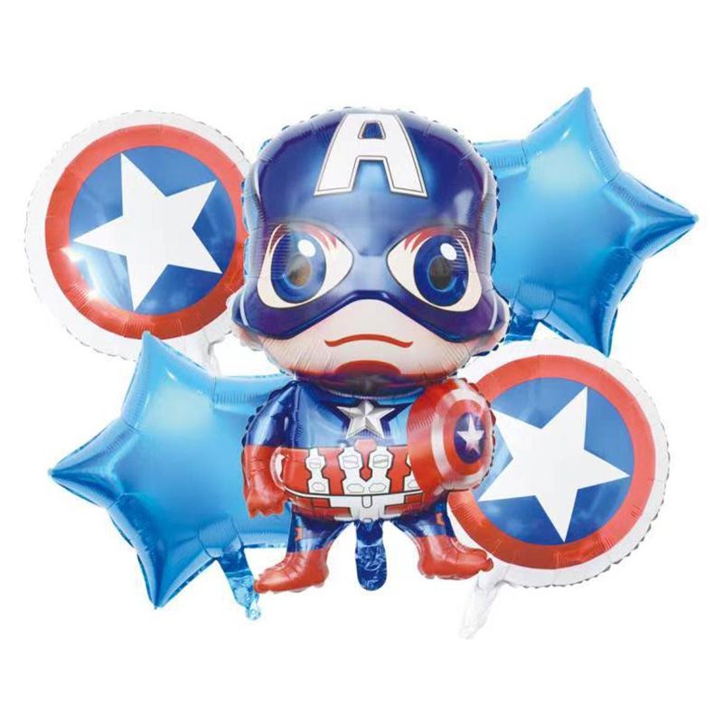 Brain Giggles 5-in-1 Captain America Theme Foil Balloon Set