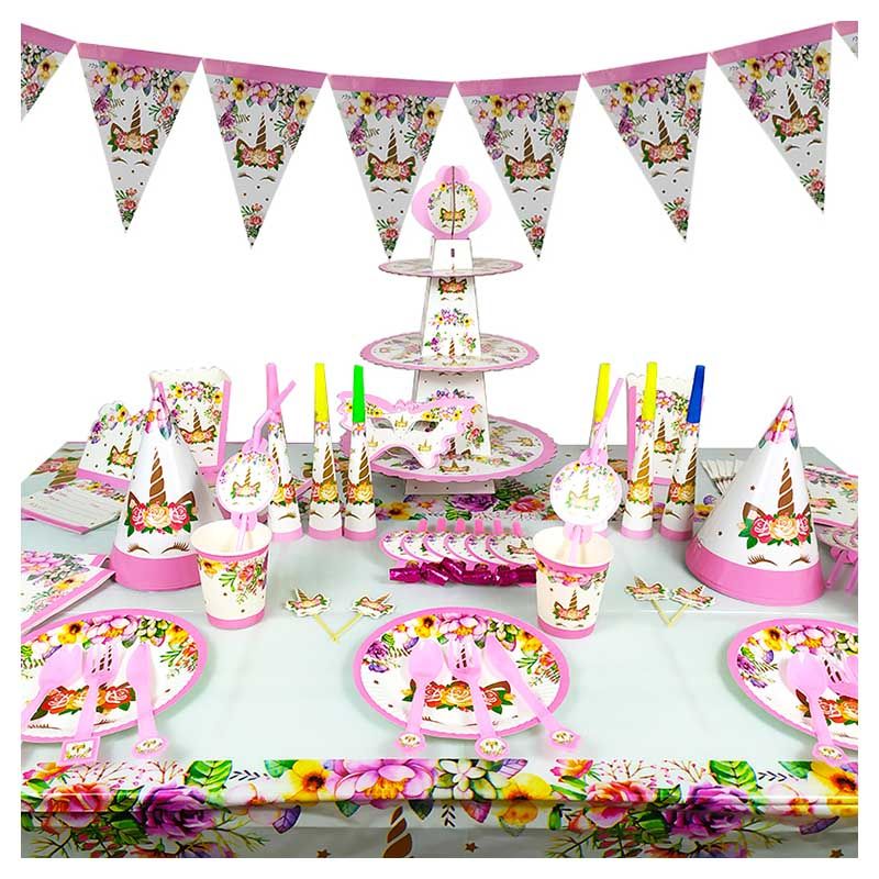 Brain Giggles - Unicorn Theme Disposable Tableware 136pcs