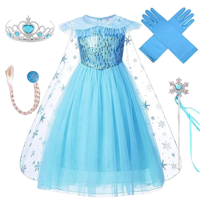 Brain Giggles - Princess Elsa Costume For Girls - Blue