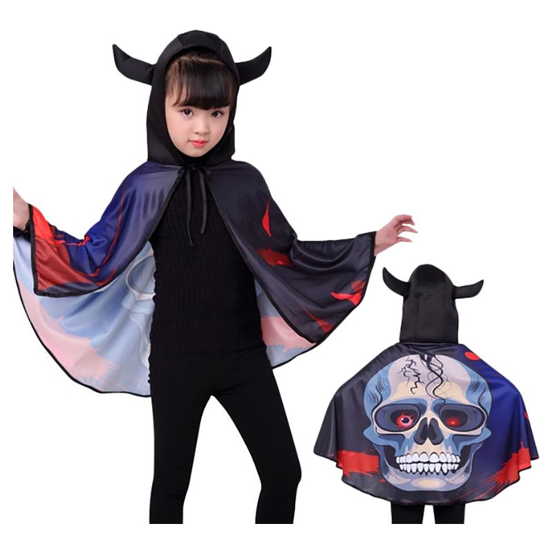 Brain Giggles - Halloween Kids Cape with Devil Horns - Skull