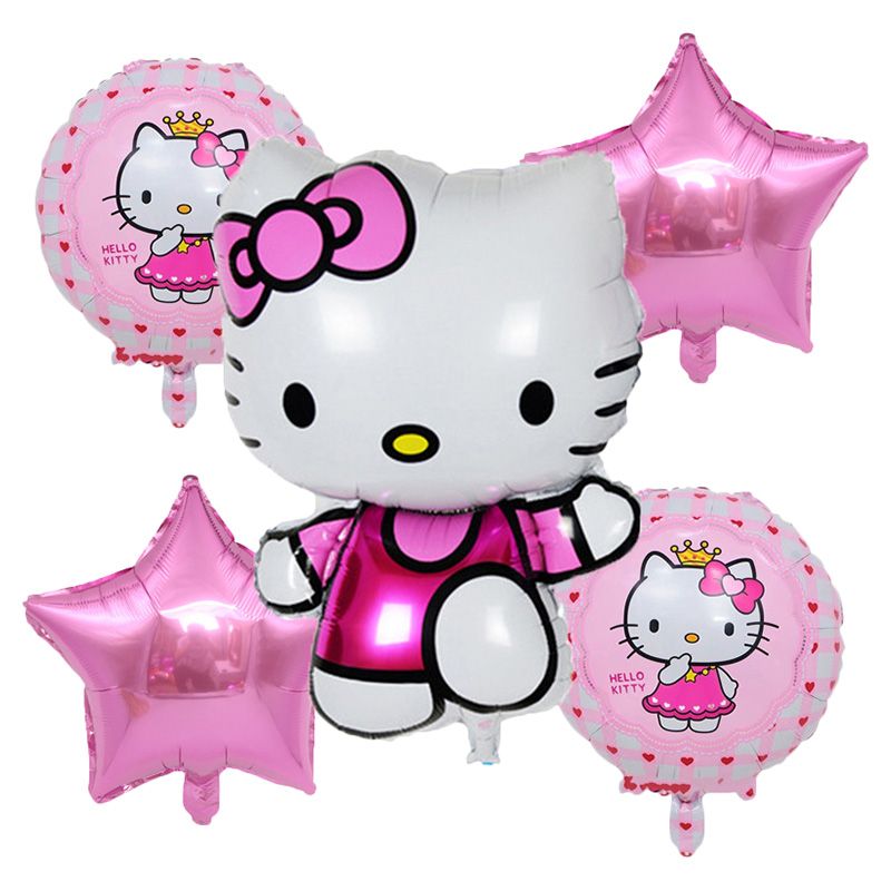 Brain Giggles - 5-in-1 Hello Kitty Foil Balloon Set - Pink