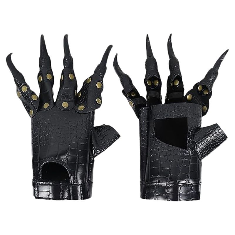 Brain Giggles - Halloween Leather Claw Gloves w/ Long Finger Nails