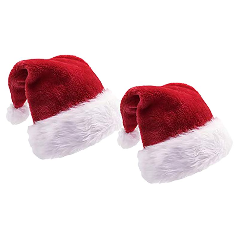 Brain Giggles 2pcs Santa Christmas Hat For Kids - Red