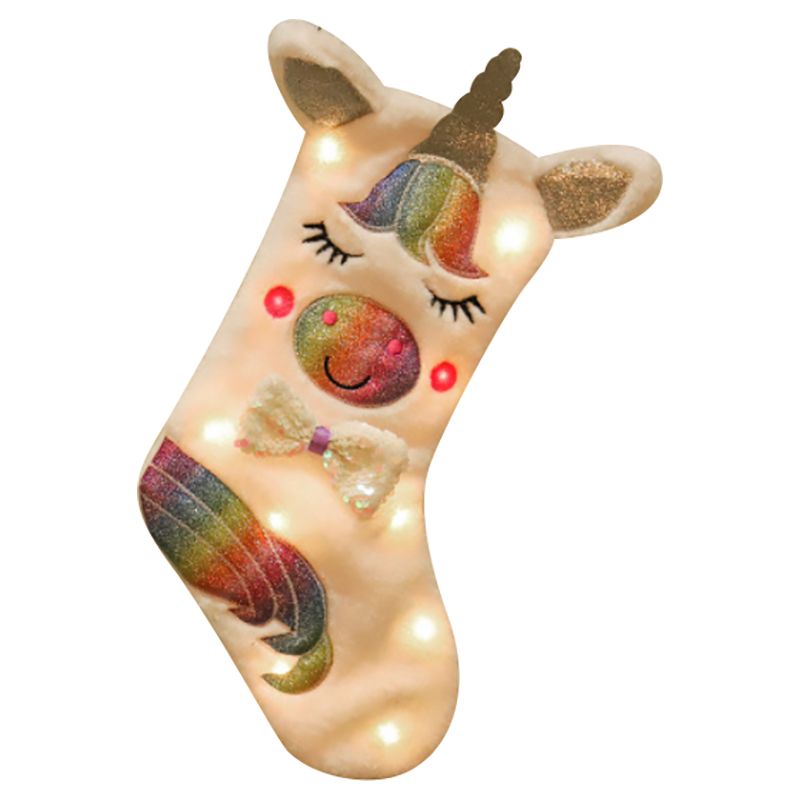 Party Propz - LED Christmas Stockings for Girls - Unicorn - White