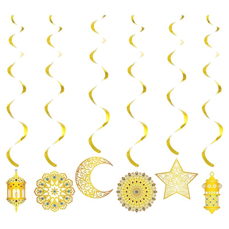 Brain Giggles - Ramadan Kareem Swirl w/ Hangings Decoration - Set of 6