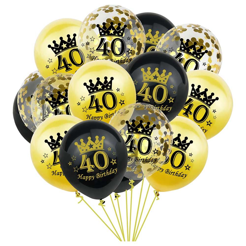 Brain Giggles - Happy Birthday Latex 40th Birthday Balloons - 15pcs