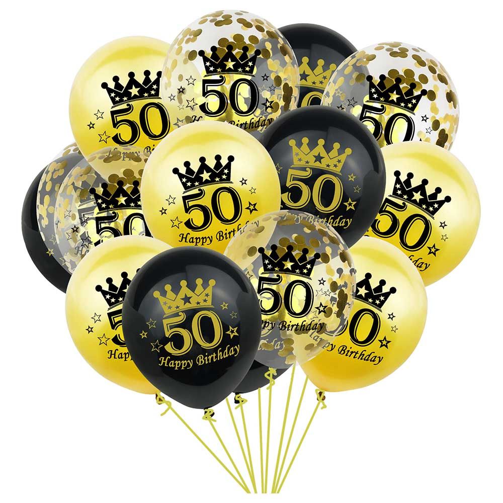 Brain Giggles - Happy Birthday Latex 50th Birthday Balloons - 15pcs