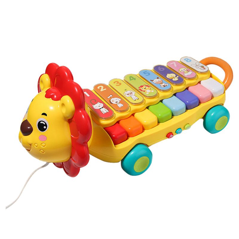 Goodway - Baby Activity Educational Pull Along Musical Toy Lion Piano - Yellow