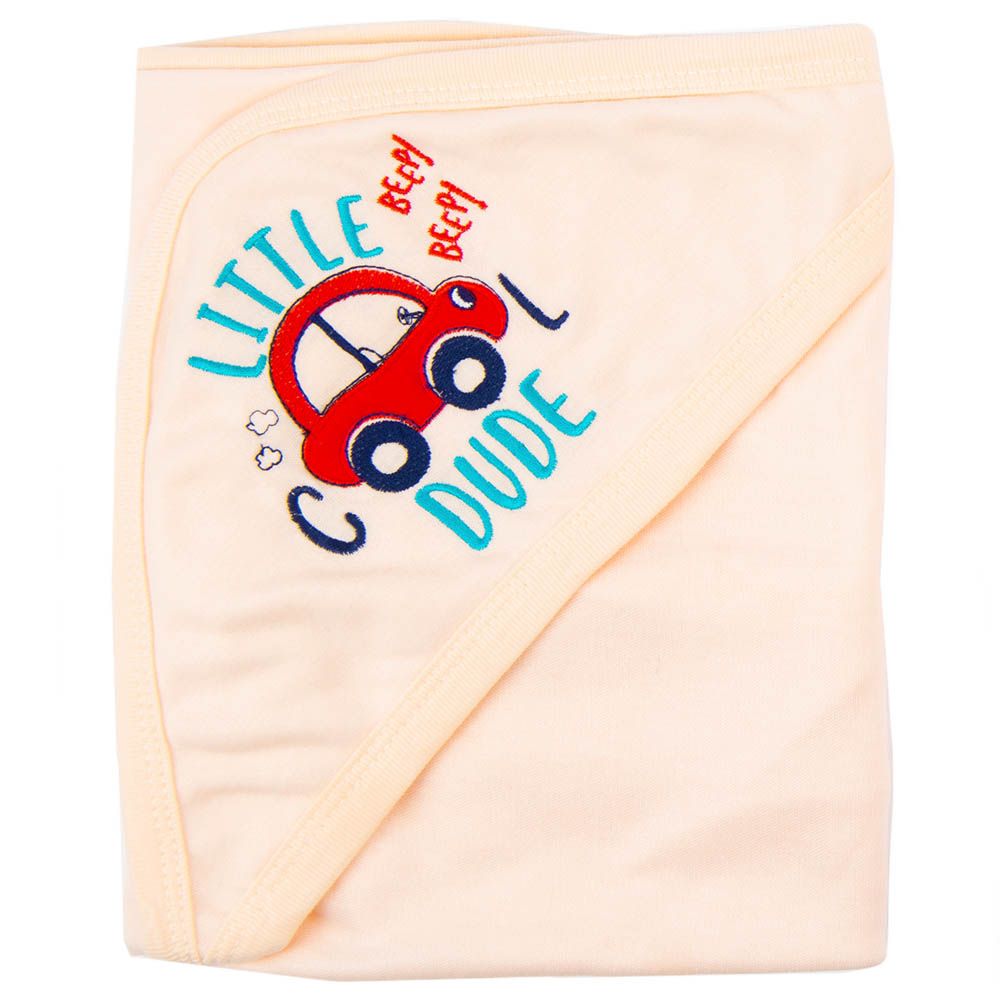 Night Angel - Red Car Baby Hooded Blanket - Cream