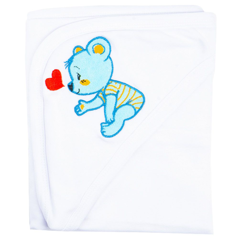 Night Angel - Bear Baby Hooded Blanket - White