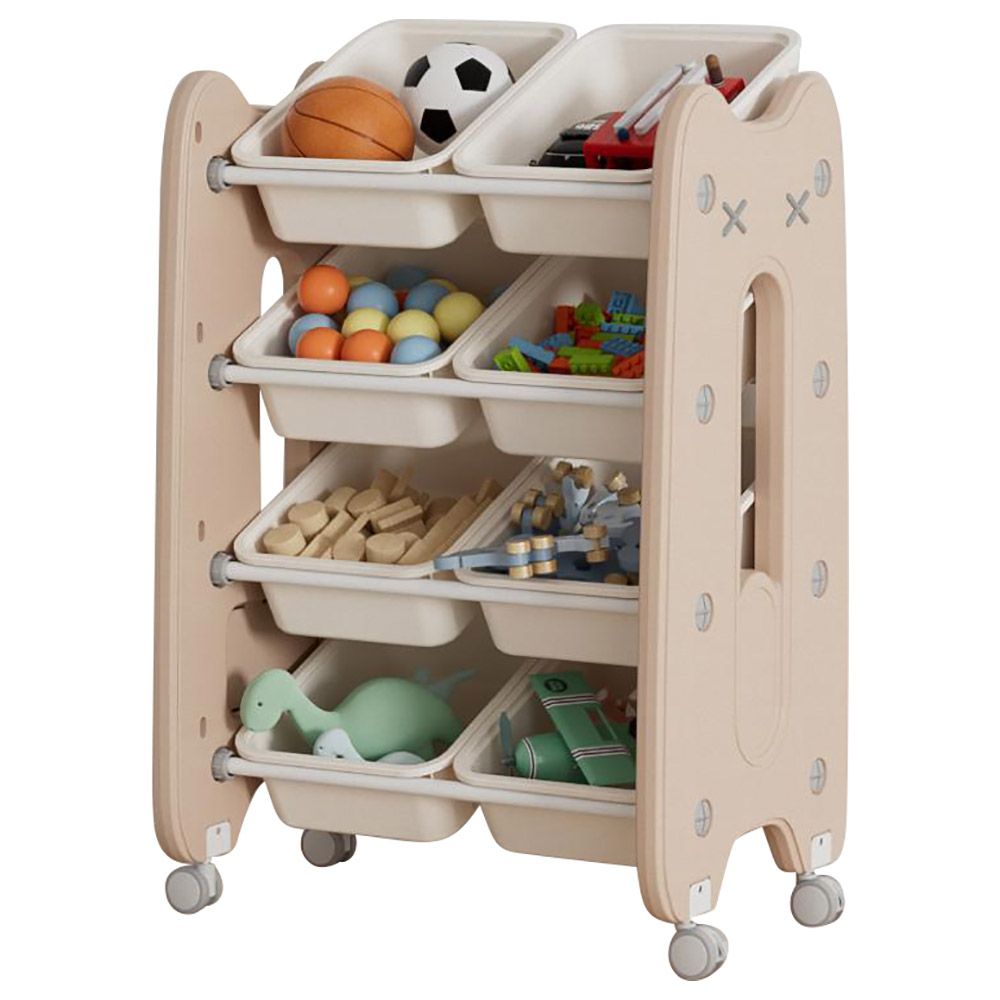 Little Angel - Toys Organizer Cabinet With Bins & Wheels - Coffee