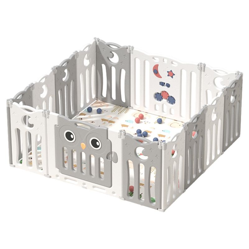 Little Angel-Foldable Baby Playpen W/ Fence For Indoor -Grey