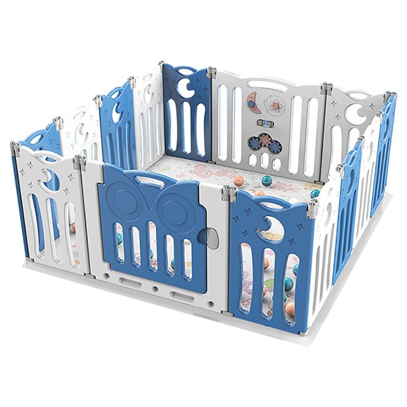 Little Angel-Foldable Baby Playpen W/ Fence For Indoor -Blue